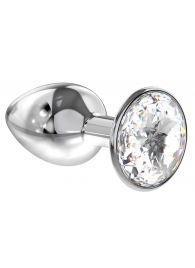 Малая серебристая анальная пробка Diamond Clear Sparkle Small с прозрачным кристаллом - 7 см. - Lola Games - купить с доставкой в Пушкино