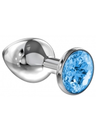 Большая серебристая анальная пробка Diamond Light blue Sparkle Large с голубым кристаллом - 8 см. - Lola Games - купить с доставкой в Пушкино