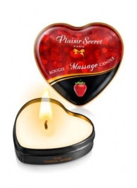 Массажная свеча с ароматом клубники Bougie Massage Candle - 35 мл. - Plaisir Secret - купить с доставкой в Пушкино