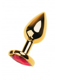 Золотистая анальная пробка с кристаллом-сердцем - 7,5 см. - ToyFa - купить с доставкой в Пушкино