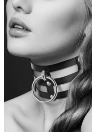 Чёрный тройной чокер с большим кольцом - Bijoux Pour Toi - купить с доставкой в Пушкино