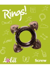 Чёрное эрекционное кольцо Rings Screw - Lola Games - в Пушкино купить с доставкой