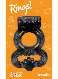 Чёрное эрекционное кольцо Rings Treadle с подхватом - Lola Games - в Пушкино купить с доставкой
