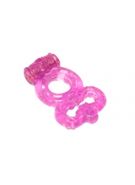 Розовое эрекционное кольцо Rings Treadle с подхватом - Lola Games - в Пушкино купить с доставкой