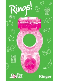 Розовое эрекционное кольцо с вибрацией Rings Ringer - Lola Games - в Пушкино купить с доставкой