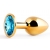 Золотистая анальная пробка с голубым стразом - 7,2 см. - Anal Jewelry Plug - купить с доставкой в Пушкино