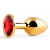 Золотистая анальная пробка с красным стразом - 7,2 см. - Anal Jewelry Plug - купить с доставкой в Пушкино