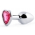 Серебристая анальная пробка с розовым кристаллом-сердечком - 7 см. - Anal Jewelry Plug - купить с доставкой в Пушкино