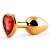 Золотистая анальная пробка с красным стразом-сердечком - 7 см. - Anal Jewelry Plug - купить с доставкой в Пушкино