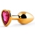 Золотистая анальная пробка с малиновым кристаллом-сердечком - 7 см. - Anal Jewelry Plug - купить с доставкой в Пушкино