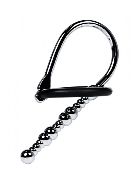 Серебристый уретральный плаг-бусины TOYFA Metal с мягким фиксириющим кольцом - ToyFa - купить с доставкой в Пушкино