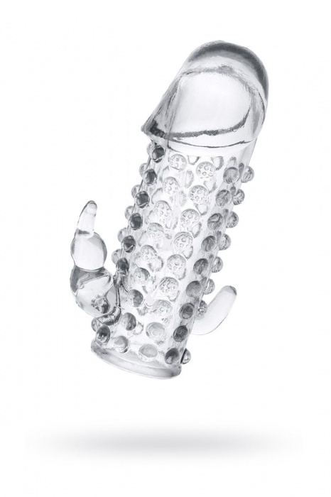 Гелевая прозрачная насадка с 2 отростками - 13 см. - Toyfa Basic - в Пушкино купить с доставкой