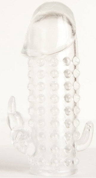 Гелевая прозрачная насадка с 2 отростками - 13 см. - Toyfa Basic - в Пушкино купить с доставкой