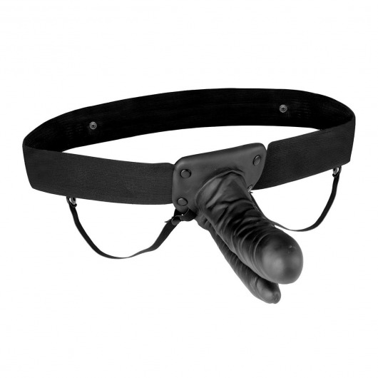 Полый страпон с двумя отростками и вибрацией Unisex Vibrating Hollow Strap-On Double Penetrating Dildo - 17,8 см. - Lux Fetish - купить с доставкой в Пушкино