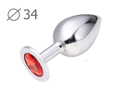 Коническая серебристая анальная втулка с красным кристаллом - 8,2 см. - Anal Jewelry Plug - купить с доставкой в Пушкино