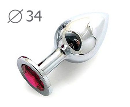 Коническая серебристая анальная втулка с малиновым кристаллом - 8,2 см. - Anal Jewelry Plug - купить с доставкой в Пушкино