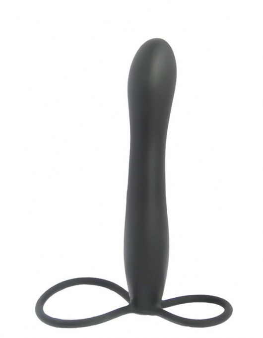 Черная насадка на пенис для двойной стимуляции Mojo BlackJack - 15 см. - Seven Creations - в Пушкино купить с доставкой