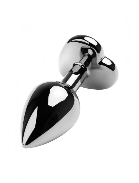 Серебристая коническая анальная пробка с красным кристаллом-сердечком - 7 см. - ToyFa - купить с доставкой в Пушкино