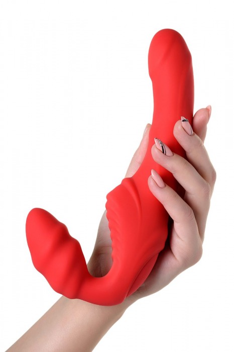 Красный безремневой страпон с вибрацией - ToyFa - купить с доставкой в Пушкино