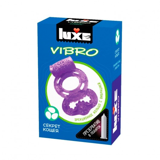 Фиолетовое эрекционное виброкольцо Luxe VIBRO  Секрет Кощея  + презерватив - Luxe - в Пушкино купить с доставкой