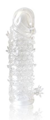 Закрытая прозрачная рельефная насадка Crystal sleeve - 13 см. - Erowoman-Eroman - в Пушкино купить с доставкой
