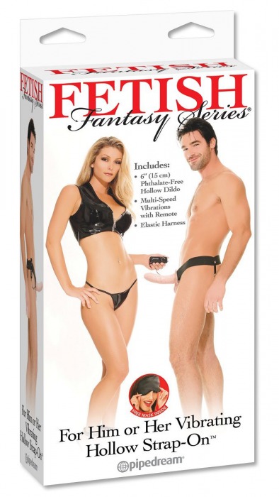 Полый страпон унисекс телесного цвета с вибрацией For Him or Her ​Vibrating Hollow Strap-On - 15 см. - Pipedream - купить с доставкой в Пушкино