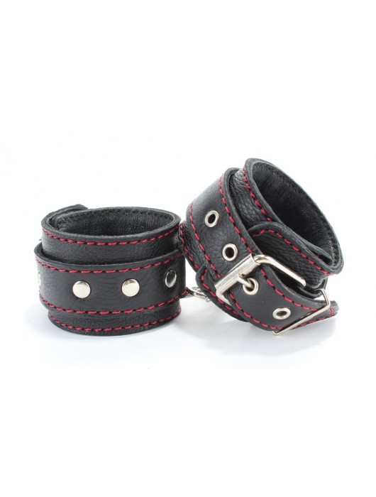 Черный бондажный набор с красной строчкой - БДСМ Арсенал - купить с доставкой в Пушкино
