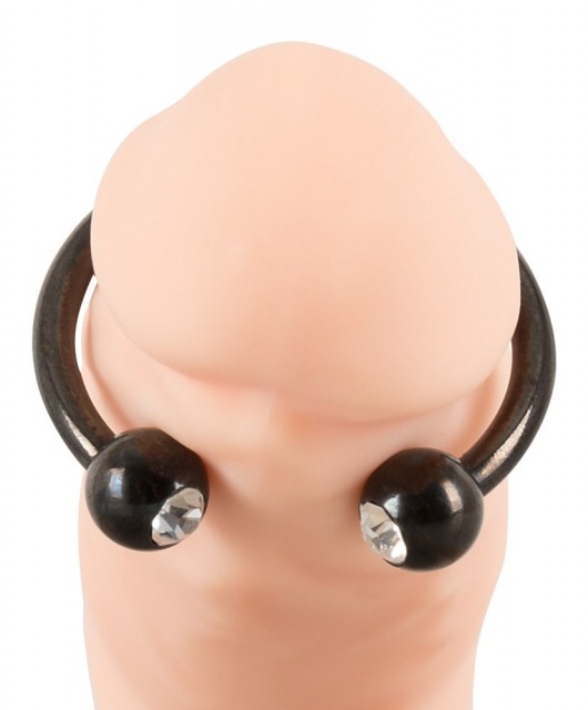 Черное металлическое кольцо под головку со стразами Glans Ring - Orion - купить с доставкой в Пушкино