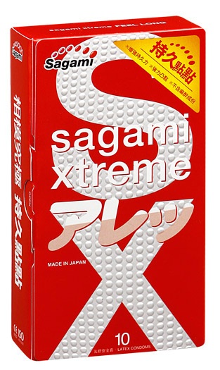 Утолщенные презервативы Sagami Xtreme Feel Long с точками - 10 шт. - Sagami - купить с доставкой в Пушкино