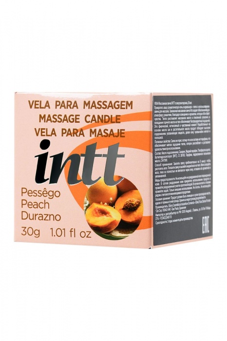 Массажная свеча для поцелуев Peach с ароматом персика - 30 гр. - INTT - купить с доставкой в Пушкино