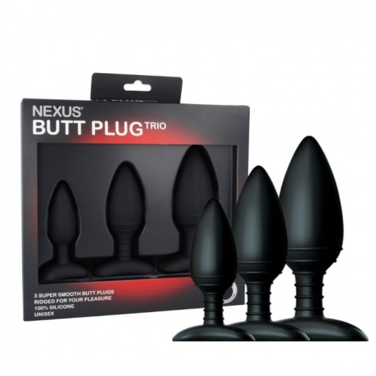 Набор из 3 черных анальных втулок NEXUS BUTT PLUG TRIO SET - Nexus Range