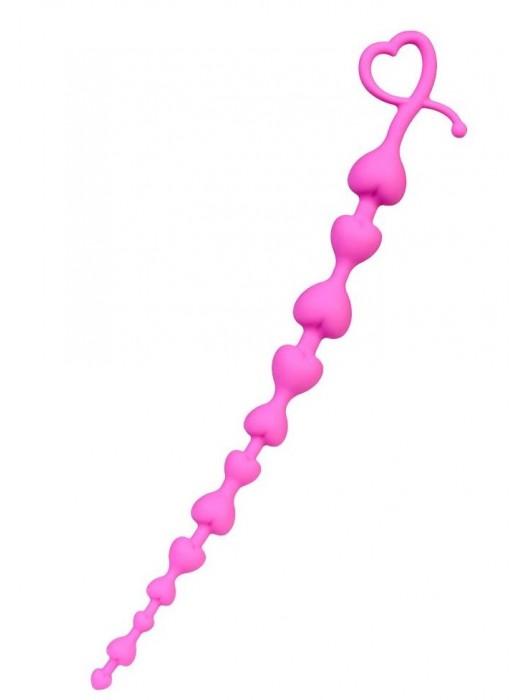 Розовая силиконовая анальная цепочка Long Sweety - 34 см. - ToyFa