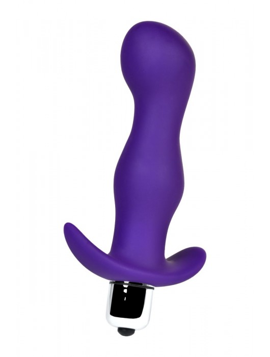 Фиолетовая изогнутая анальная вибропробка - 12,9 см. - A-toys