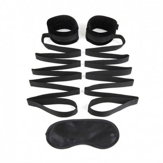 Чёрные манжеты для фиксации на кровати Bondage Bed Strap - Lux Fetish - купить с доставкой в Пушкино
