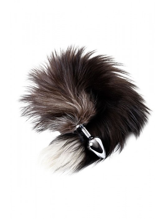 Серебристая металлическая анальная втулка с хвостом чернобурой лисы - размер S - ToyFa - купить с доставкой в Пушкино