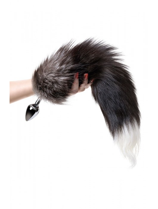 Серебристая металлическая анальная втулка с хвостом чернобурой лисы - размер S - ToyFa - купить с доставкой в Пушкино