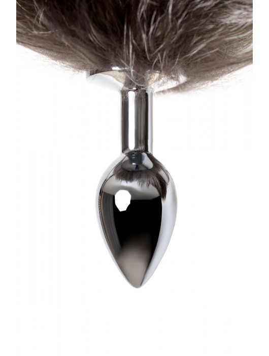 Серебристая металлическая анальная втулка с хвостом чернобурой лисы - размер S - ToyFa - купить с доставкой в Пушкино