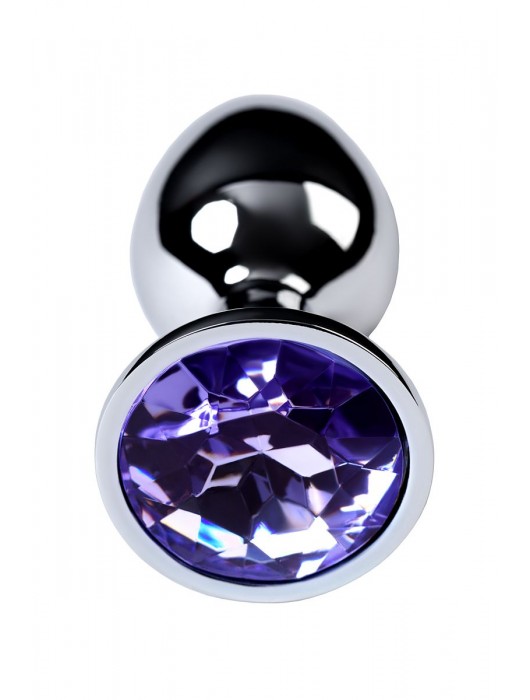Серебристая конусовидная анальная пробка с фиолетовым кристаллом - 7 см. - ToyFa - купить с доставкой в Пушкино