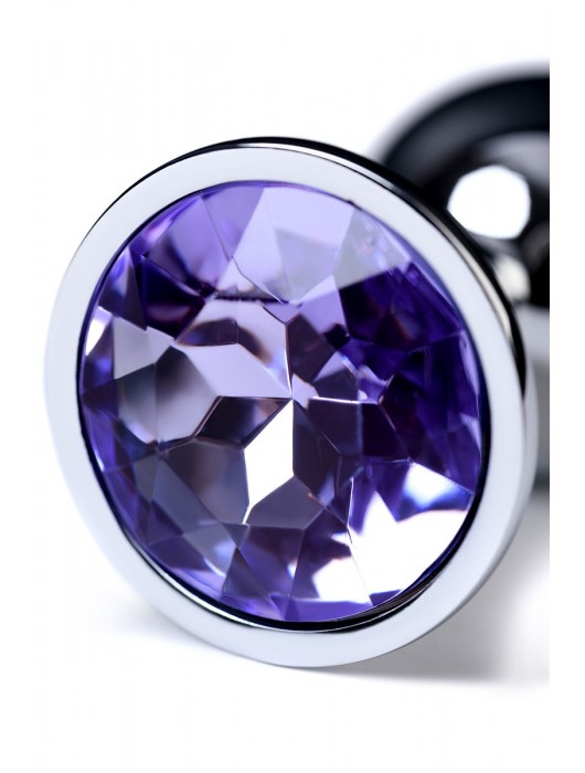 Серебристая конусовидная анальная пробка с фиолетовым кристаллом - 7 см. - ToyFa - купить с доставкой в Пушкино