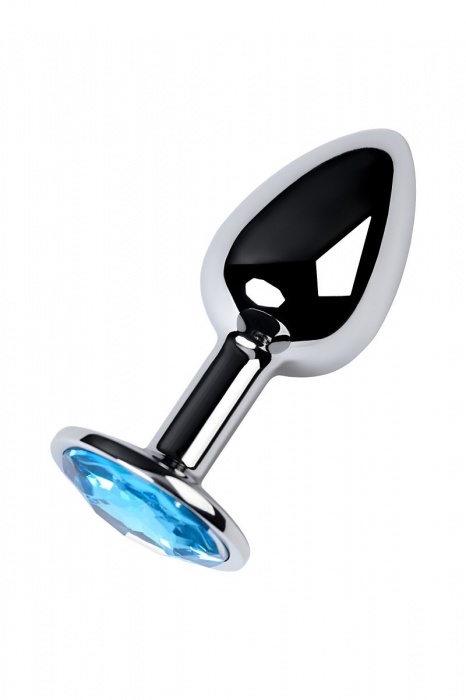 Серебристая конусовидная анальная пробка с голубым кристаллом - 7 см. - ToyFa - купить с доставкой в Пушкино