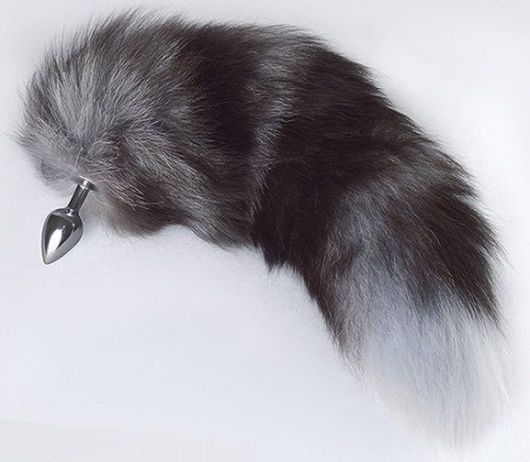 Серебристая анальная пробка с пушистым хвостом - Sitabella - купить с доставкой в Пушкино