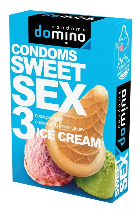 Презервативы для орального секса DOMINO Sweet Sex с ароматом мороженого - 3 шт. - Domino - купить с доставкой в Пушкино
