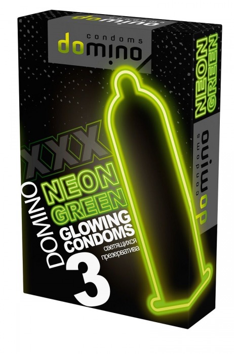 Презервативы DOMINO Neon Green со светящимся в темноте кончиком - 3 шт. - Domino - купить с доставкой в Пушкино