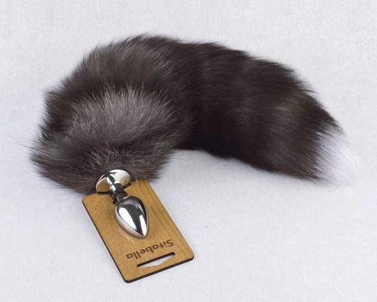 Серебристая анальная пробка с пушистым хвостиком - Sitabella - купить с доставкой в Пушкино