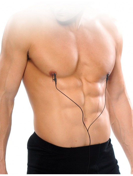 Черные электрические зажимы для сосков Shock Therapy Nipple Clamps - Pipedream - купить с доставкой в Пушкино