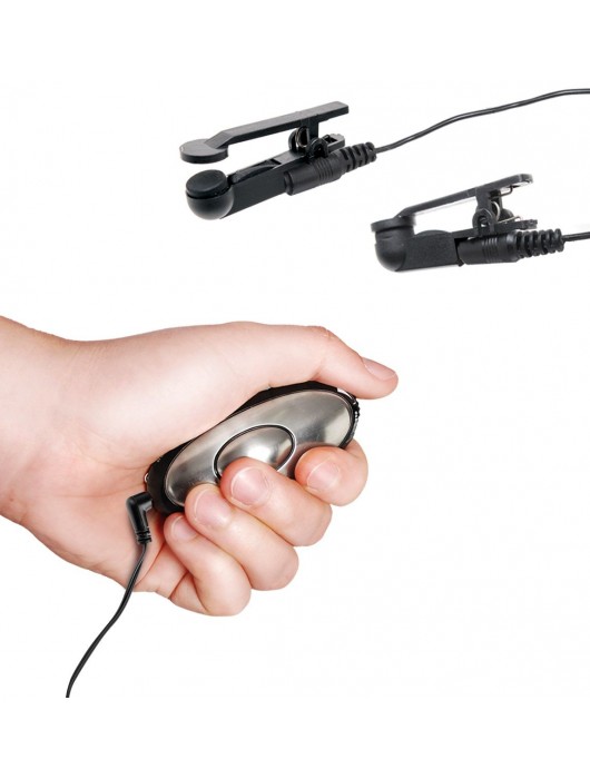 Черные электрические зажимы для сосков Shock Therapy Nipple Clamps - Pipedream - купить с доставкой в Пушкино