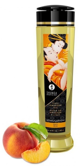 Массажное масло для тела с ароматом персика Stimulation - 240 мл. - Shunga - купить с доставкой в Пушкино
