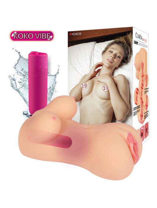 Телесный вибромастурбатор-вагина Clara OnaHole с имитацией груди - KOKOS - в Пушкино купить с доставкой