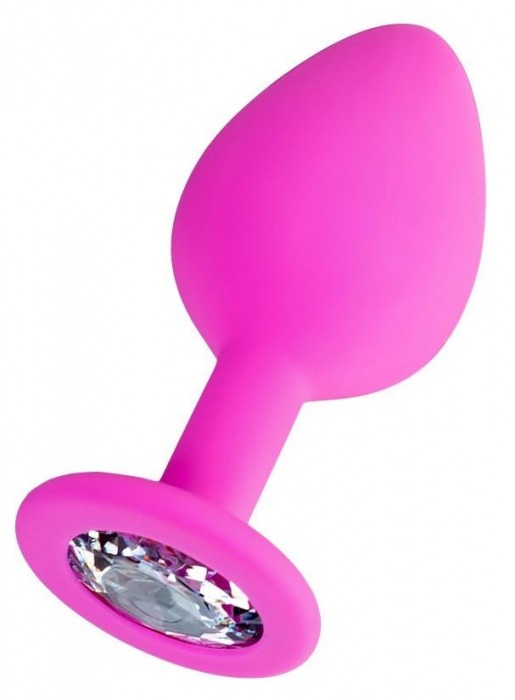 Розовая анальная втулка Brilliant с прозрачным кристаллом - 8 см. - ToyFa - купить с доставкой в Пушкино