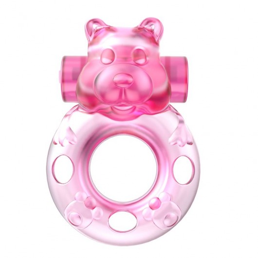 Розовое эрекционное виброкольцо на пенис Pink Bear - Baile - в Пушкино купить с доставкой